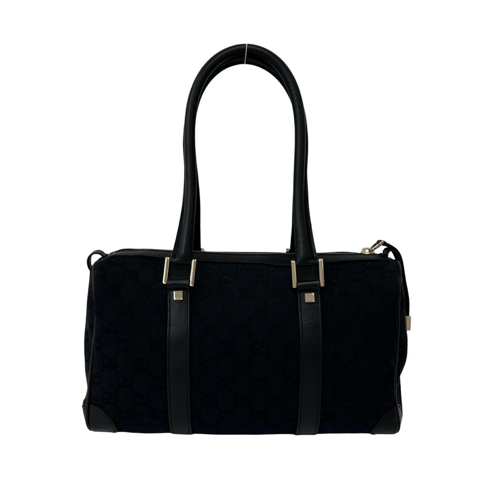 GUCCI GG logo canvas and leather tote bag, handbag, semi-shoulder mini Boston...
